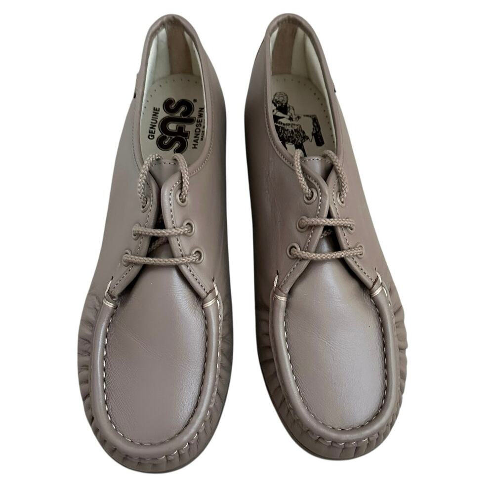 SAS Women 9 Leather Comfort Shoes Lace Up Walking Made USA Orthopedic Taupe New